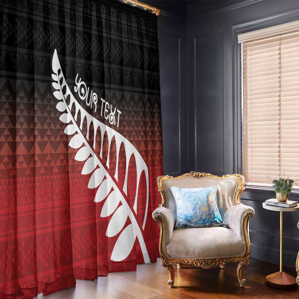 Red Silver Fern Spirit Taniko Tukutuku Personalised Window Curtain LT9 - Polynesian Pride
