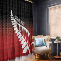 Red Silver Fern Spirit Taniko Tukutuku Personalised Window Curtain LT9 - Polynesian Pride