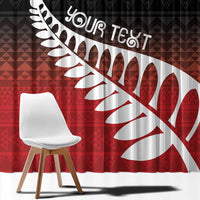 Red Silver Fern Spirit Taniko Tukutuku Personalised Window Curtain LT9 - Polynesian Pride
