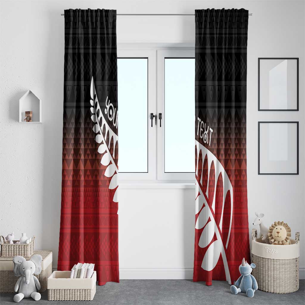 Red Silver Fern Spirit Taniko Tukutuku Personalised Window Curtain LT9 - Polynesian Pride