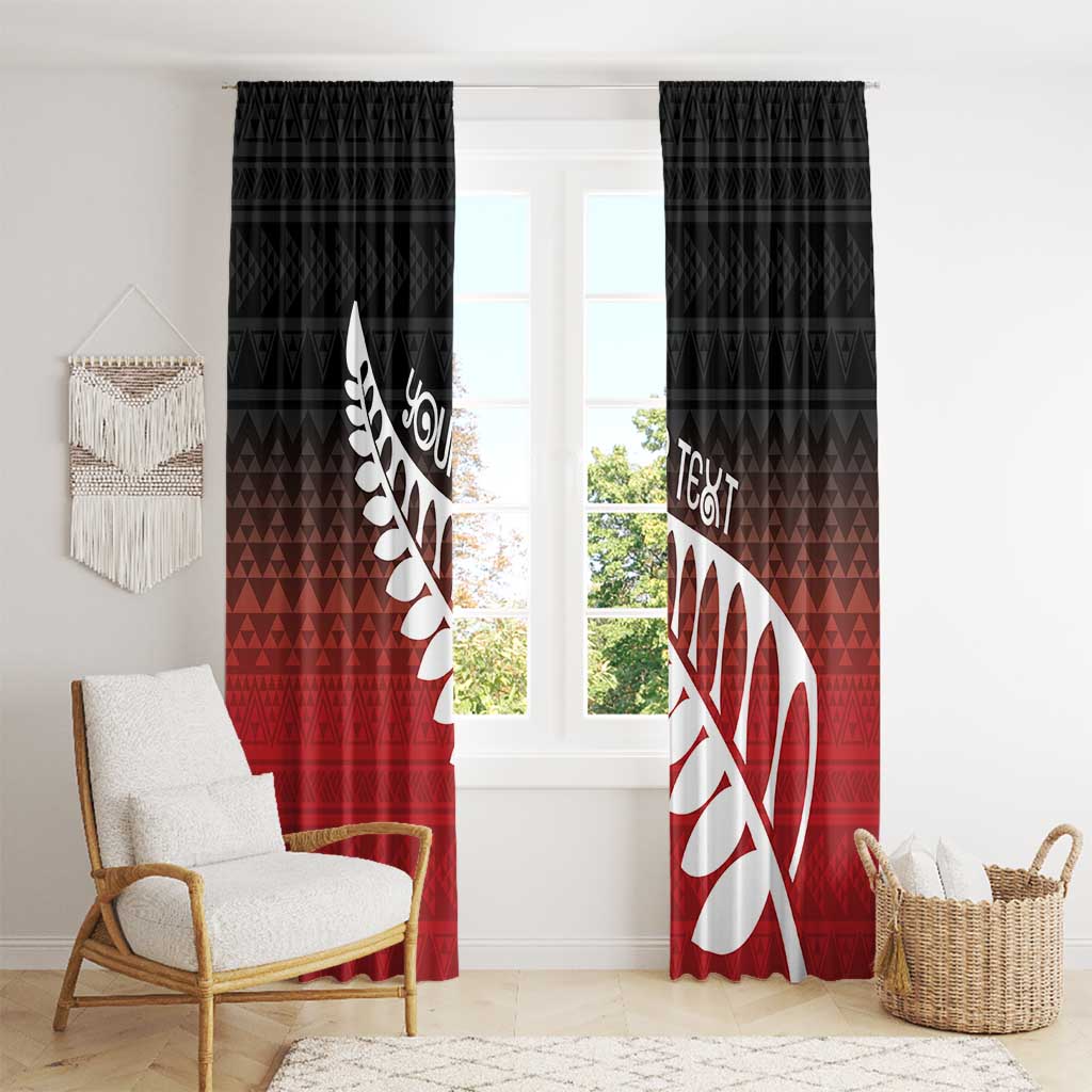 Red Silver Fern Spirit Taniko Tukutuku Personalised Window Curtain LT9 - Polynesian Pride