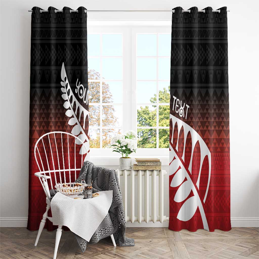 Red Silver Fern Spirit Taniko Tukutuku Personalised Window Curtain LT9 - Polynesian Pride