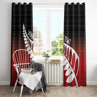 Red Silver Fern Spirit Taniko Tukutuku Personalised Window Curtain LT9 - Polynesian Pride
