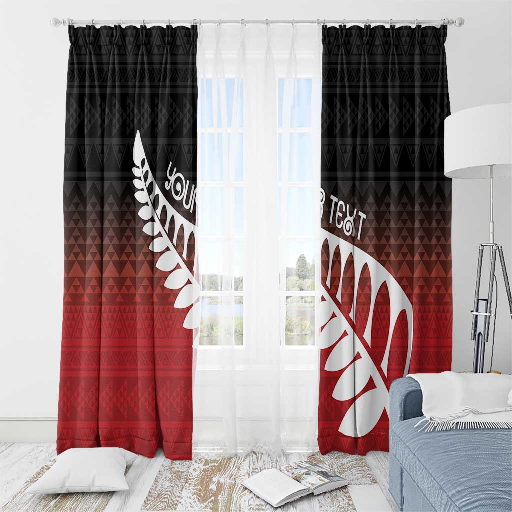 Red Silver Fern Spirit Taniko Tukutuku Personalised Window Curtain LT9 - Polynesian Pride