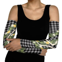 Aloha Puakenikeni Anthurium Pikake Lei Arm Sleeves Black Hawaiian Palaka Pattern LT9 - Polynesian Pride