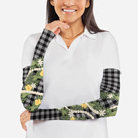Aloha Puakenikeni Anthurium Pikake Lei Arm Sleeves Black Hawaiian Palaka Pattern LT9 - Polynesian Pride