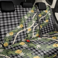 Aloha Puakenikeni Anthurium Pikake Lei Back Car Seat Cover Black Hawaiian Palaka Pattern LT9 - Polynesian Pride