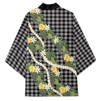 Aloha Puakenikeni Anthurium Pikake Lei Kimono Black Hawaiian Palaka Pattern LT9 - Polynesian Pride