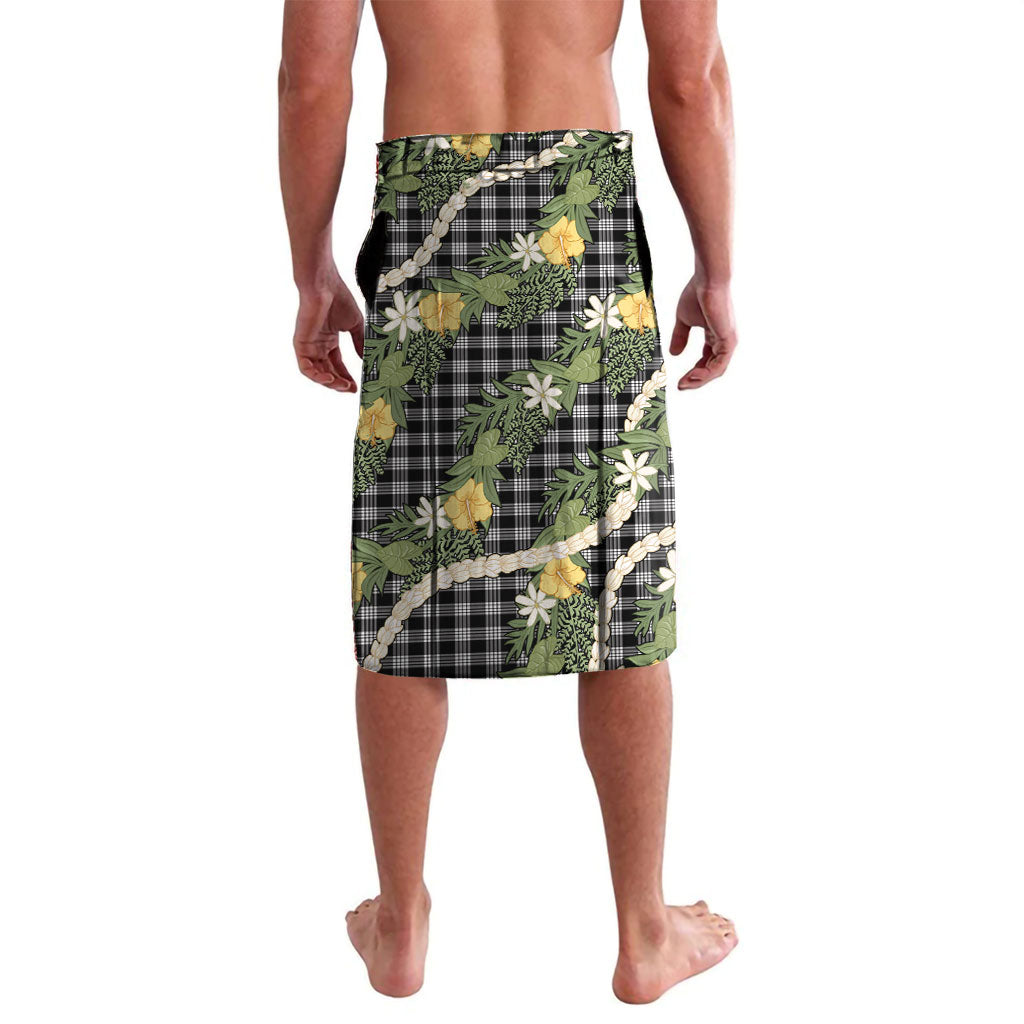 Aloha Puakenikeni Anthurium Pikake Lei Lavalava Black Hawaiian Palaka Pattern LT9 - Polynesian Pride