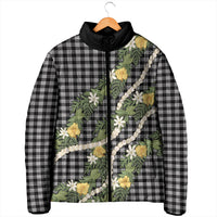 Aloha Puakenikeni Anthurium Pikake Lei Padded Jacket Black Hawaiian Palaka Pattern LT9 - Polynesian Pride