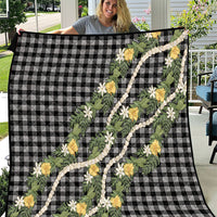 Aloha Puakenikeni Anthurium Pikake Lei Quilt Black Hawaiian Palaka Pattern LT9 Black - Polynesian Pride