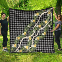 Aloha Puakenikeni Anthurium Pikake Lei Quilt Black Hawaiian Palaka Pattern LT9 - Polynesian Pride