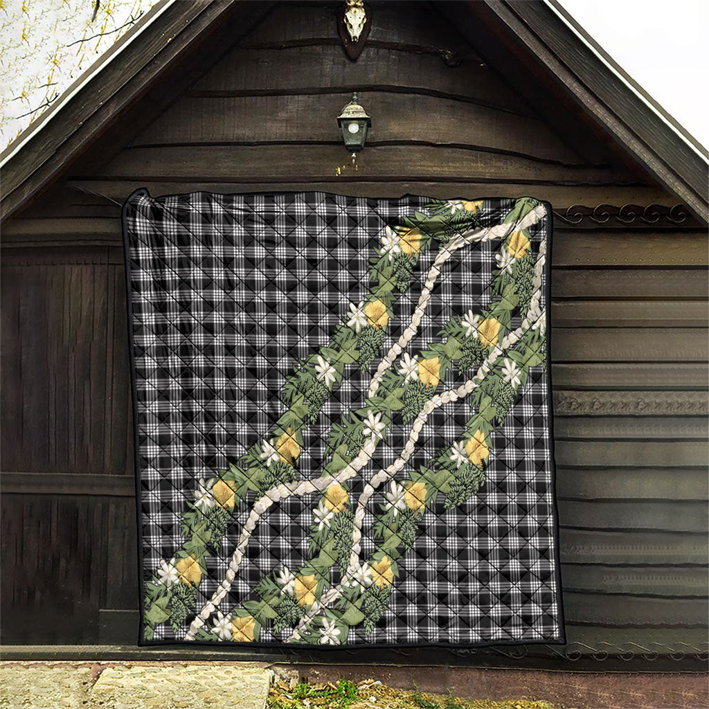 Aloha Puakenikeni Anthurium Pikake Lei Quilt Black Hawaiian Palaka Pattern LT9 - Polynesian Pride