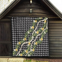 Aloha Puakenikeni Anthurium Pikake Lei Quilt Black Hawaiian Palaka Pattern LT9 - Polynesian Pride