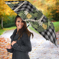 Aloha Puakenikeni Anthurium Pikake Lei Umbrella Black Hawaiian Palaka Pattern LT9 - Polynesian Pride
