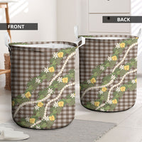 Aloha Puakenikeni Anthurium Pikake Lei Laundry Basket Chocolate Hawaiian Palaka Pattern LT9 - Polynesian Pride