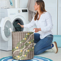 Aloha Puakenikeni Anthurium Pikake Lei Laundry Basket Chocolate Hawaiian Palaka Pattern LT9 - Polynesian Pride