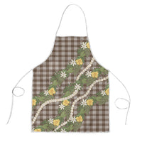 Aloha Puakenikeni Anthurium Pikake Lei Apron Chocolate Hawaiian Palaka Pattern LT9 Chocolate - Polynesian Pride
