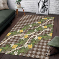 Aloha Puakenikeni Anthurium Pikake Lei Area Rug Chocolate Hawaiian Palaka Pattern LT9 Chocolate - Polynesian Pride