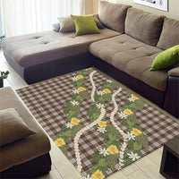 Aloha Puakenikeni Anthurium Pikake Lei Area Rug Chocolate Hawaiian Palaka Pattern LT9 - Polynesian Pride