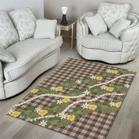 Aloha Puakenikeni Anthurium Pikake Lei Area Rug Chocolate Hawaiian Palaka Pattern LT9 - Polynesian Pride