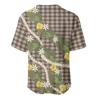 Aloha Puakenikeni Anthurium Pikake Lei Baseball Jersey Chocolate Hawaiian Palaka Pattern LT9 - Polynesian Pride