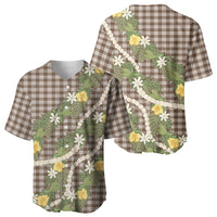 Aloha Puakenikeni Anthurium Pikake Lei Baseball Jersey Chocolate Hawaiian Palaka Pattern LT9 - Polynesian Pride