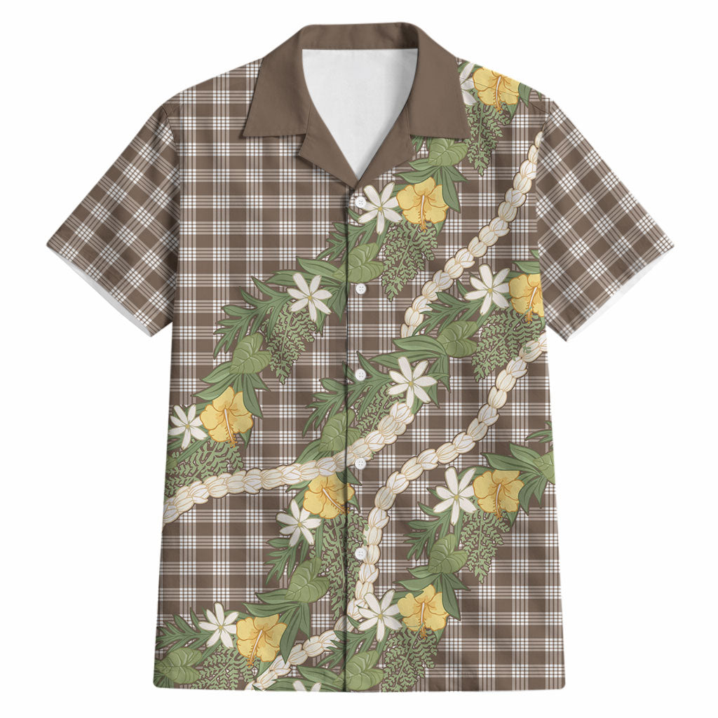 Aloha Puakenikeni Anthurium Pikake Lei Hawaiian Shirt Chocolate Hawaiian Palaka Pattern LT9 Chocolate - Polynesian Pride