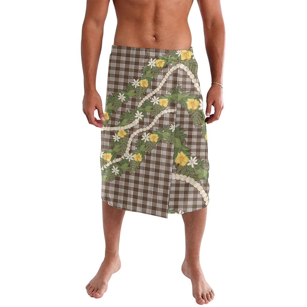 Aloha Puakenikeni Anthurium Pikake Lei Lavalava Chocolate Hawaiian Palaka Pattern LT9 Chocolate - Polynesian Pride