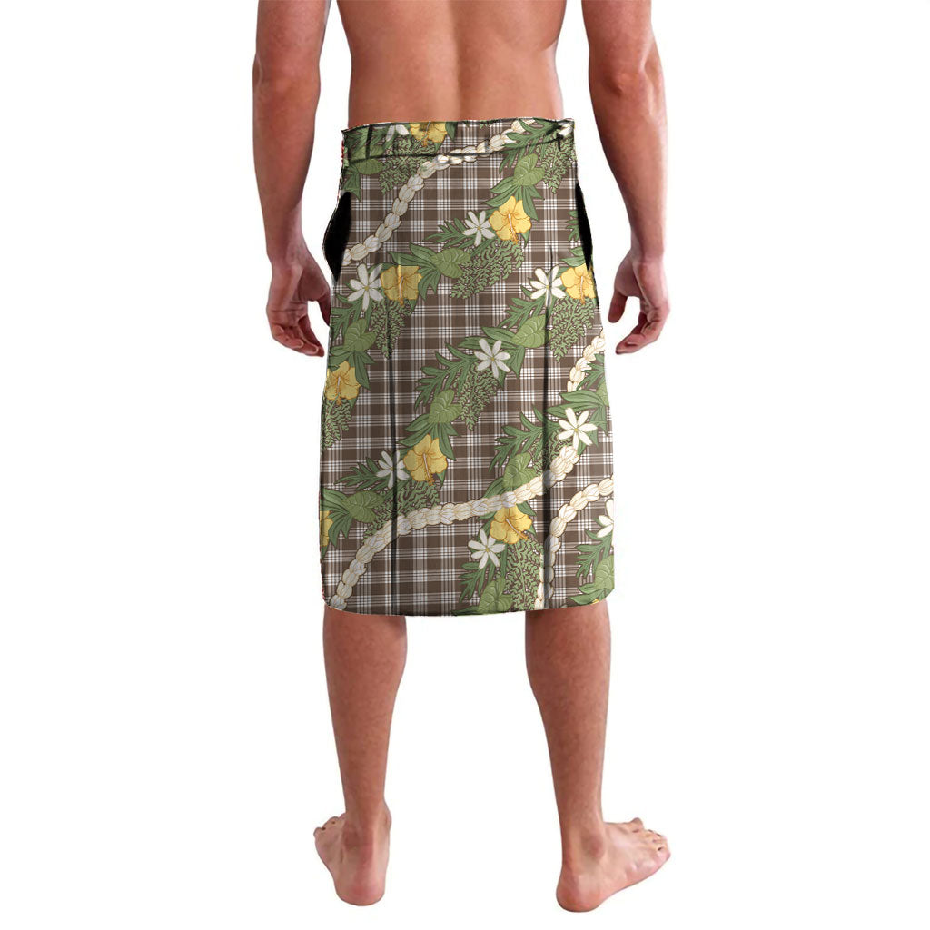 Aloha Puakenikeni Anthurium Pikake Lei Lavalava Chocolate Hawaiian Palaka Pattern LT9 - Polynesian Pride