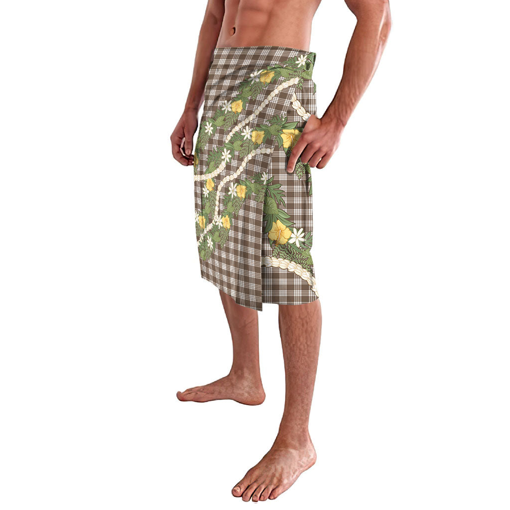 Aloha Puakenikeni Anthurium Pikake Lei Lavalava Chocolate Hawaiian Palaka Pattern LT9 - Polynesian Pride