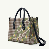 Aloha Puakenikeni Anthurium Pikake Lei Leather Bag Chocolate Hawaiian Palaka Pattern LT9 Chocolate - Polynesian Pride