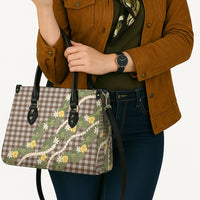 Aloha Puakenikeni Anthurium Pikake Lei Leather Bag Chocolate Hawaiian Palaka Pattern LT9 - Polynesian Pride