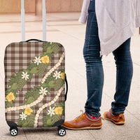 Aloha Puakenikeni Anthurium Pikake Lei Luggage Cover Chocolate Hawaiian Palaka Pattern LT9 Chocolate - Polynesian Pride