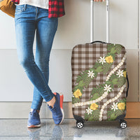 Aloha Puakenikeni Anthurium Pikake Lei Luggage Cover Chocolate Hawaiian Palaka Pattern LT9 - Polynesian Pride