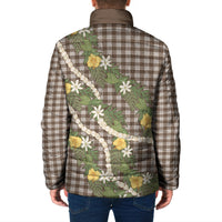 Aloha Puakenikeni Anthurium Pikake Lei Padded Jacket Chocolate Hawaiian Palaka Pattern LT9 - Polynesian Pride
