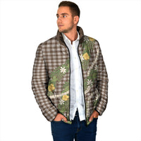 Aloha Puakenikeni Anthurium Pikake Lei Padded Jacket Chocolate Hawaiian Palaka Pattern LT9 - Polynesian Pride