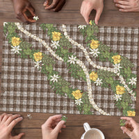 Aloha Puakenikeni Anthurium Pikake Lei Puzzle Chocolate Hawaiian Palaka Pattern LT9 - Polynesian Pride