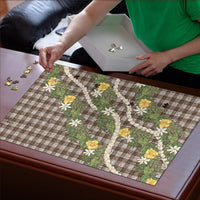 Aloha Puakenikeni Anthurium Pikake Lei Puzzle Chocolate Hawaiian Palaka Pattern LT9 - Polynesian Pride