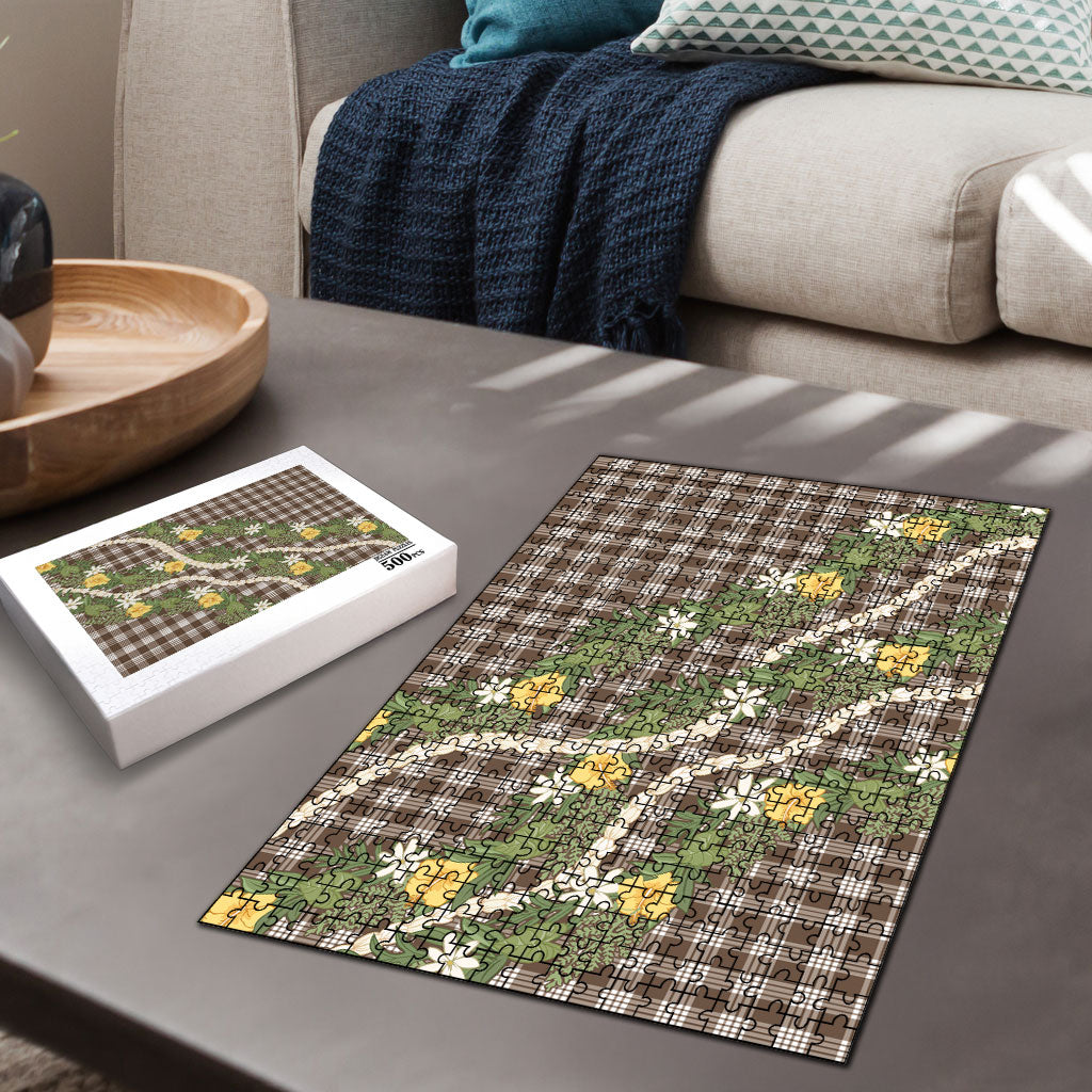 Aloha Puakenikeni Anthurium Pikake Lei Puzzle Chocolate Hawaiian Palaka Pattern LT9 - Polynesian Pride