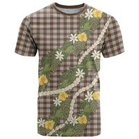 Aloha Puakenikeni Anthurium Pikake Lei T Shirt Chocolate Hawaiian Palaka Pattern LT9 Chocolate - Polynesian Pride