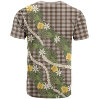 Aloha Puakenikeni Anthurium Pikake Lei T Shirt Chocolate Hawaiian Palaka Pattern LT9 - Polynesian Pride