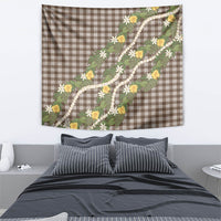 Aloha Puakenikeni Anthurium Pikake Lei Tapestry Chocolate Hawaiian Palaka Pattern LT9 - Polynesian Pride