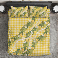 Aloha Puakenikeni Anthurium Pikake Lei Bedding Set Gold Hawaiian Palaka Pattern LT9 Gold - Polynesian Pride