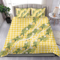 Aloha Puakenikeni Anthurium Pikake Lei Bedding Set Gold Hawaiian Palaka Pattern LT9 - Polynesian Pride