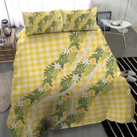 Aloha Puakenikeni Anthurium Pikake Lei Bedding Set Gold Hawaiian Palaka Pattern LT9 - Polynesian Pride