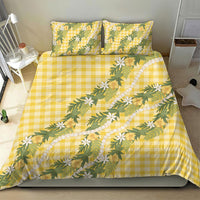 Aloha Puakenikeni Anthurium Pikake Lei Bedding Set Gold Hawaiian Palaka Pattern LT9 - Polynesian Pride