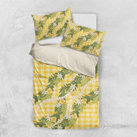 Aloha Puakenikeni Anthurium Pikake Lei Bedding Set Gold Hawaiian Palaka Pattern LT9 US Twin 172cm x 218cm Gold - Polynesian Pride