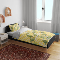 Aloha Puakenikeni Anthurium Pikake Lei Bedding Set Gold Hawaiian Palaka Pattern LT9 - Polynesian Pride