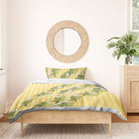 Aloha Puakenikeni Anthurium Pikake Lei Bedding Set Gold Hawaiian Palaka Pattern LT9 - Polynesian Pride